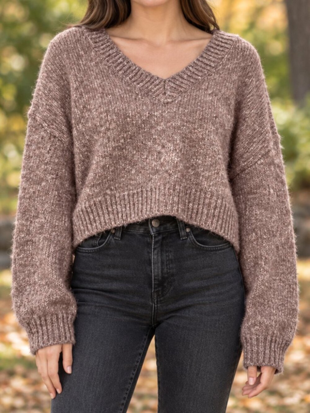 Garage Soft Cropped V-Neck Knit Sweater – Small